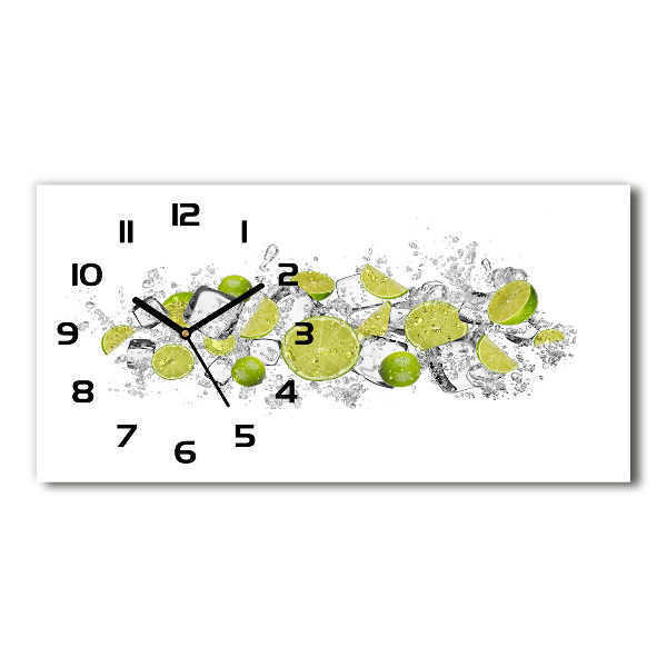 Horizontal rectangular wall clock Ice dice lime