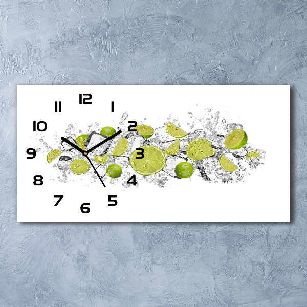 Horizontal rectangular wall clock Ice dice lime