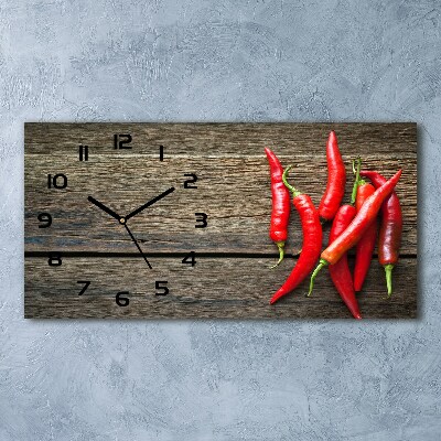 Horizontal wall clock Chilli peppers