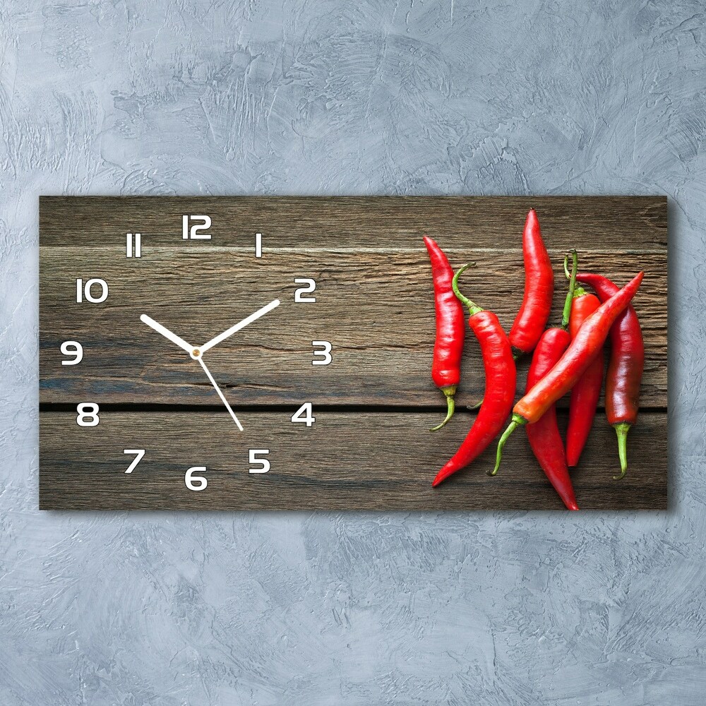 Horizontal wall clock Chilli peppers