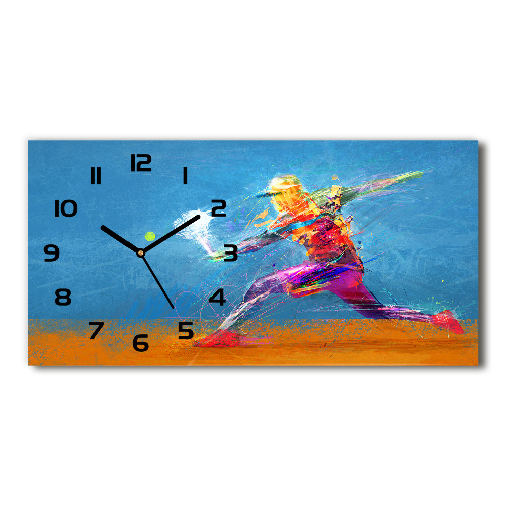 Horizontal wall clock Tennis player