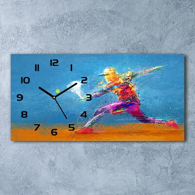 Horizontal wall clock Tennis player