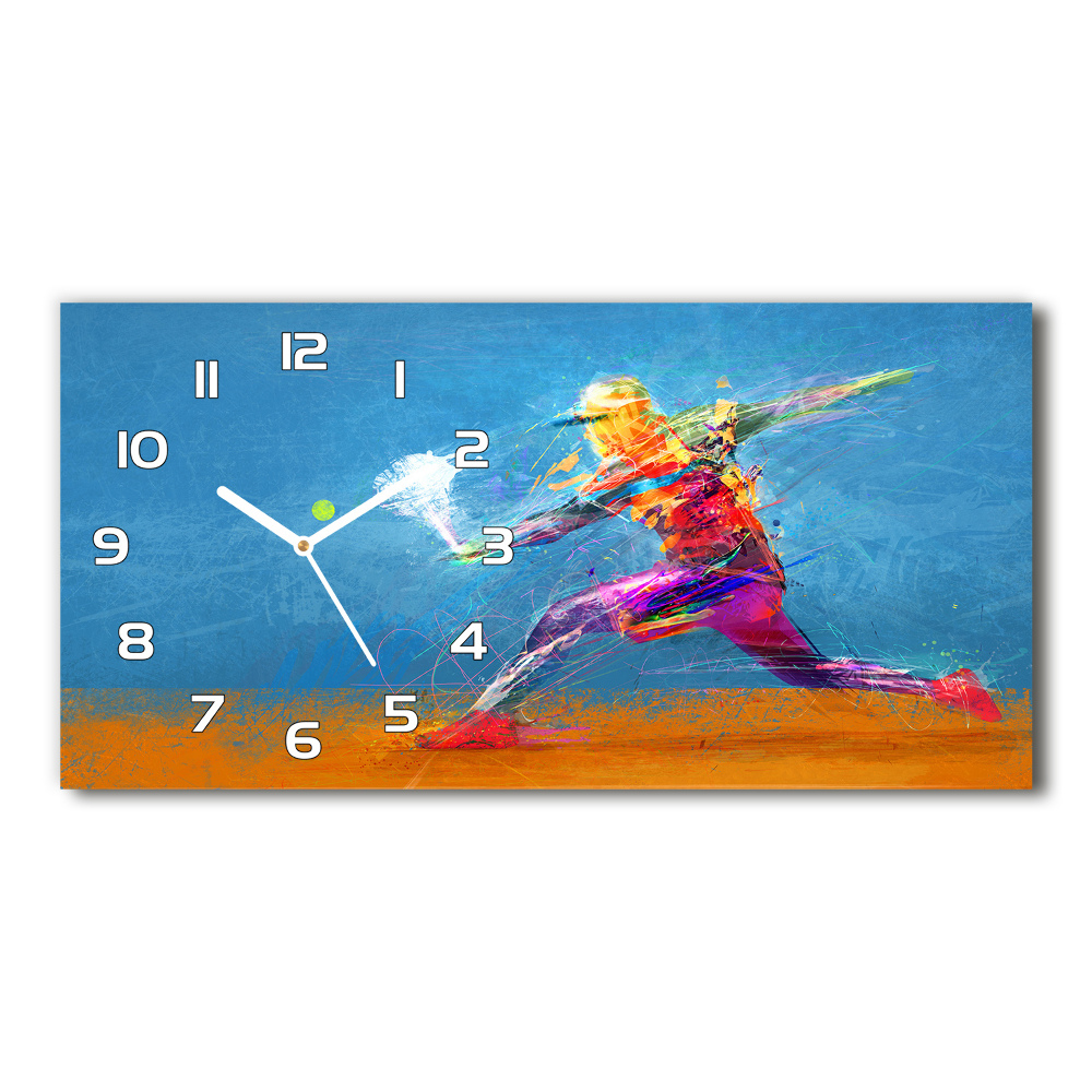 Horizontal wall clock Tennis player