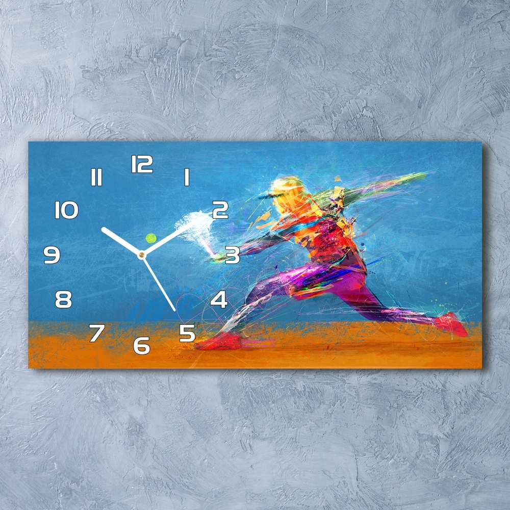 Horizontal wall clock Tennis player