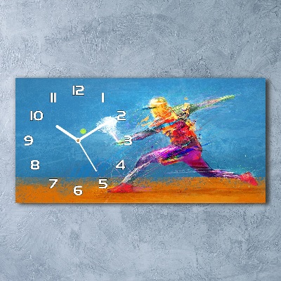 Horizontal wall clock Tennis player