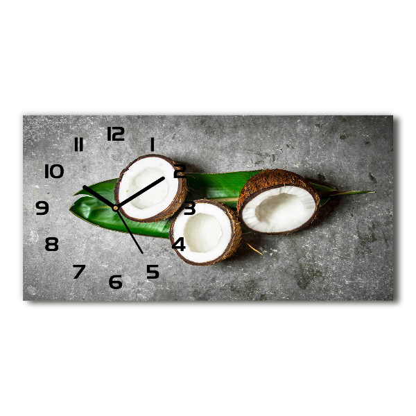 Horizontal wall clock Coconut halves