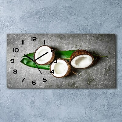 Horizontal wall clock Coconut halves