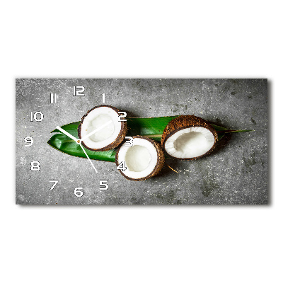 Horizontal wall clock Coconut halves