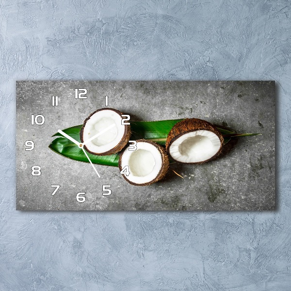 Horizontal wall clock Coconut halves