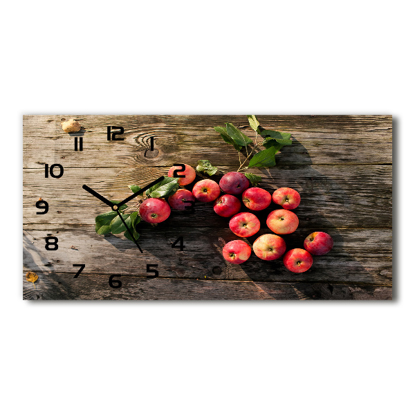 Horizontal rectangular wall clock Apples on the table