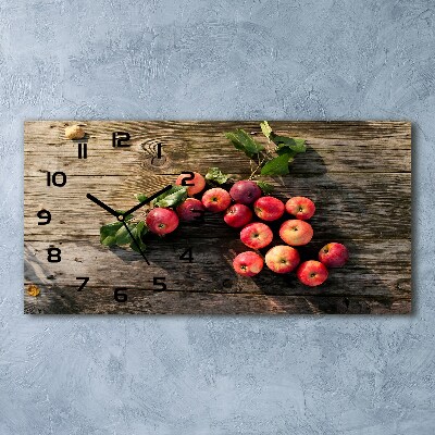 Horizontal rectangular wall clock Apples on the table