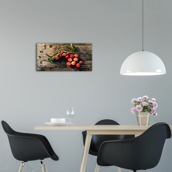 Horizontal rectangular wall clock Apples on the table