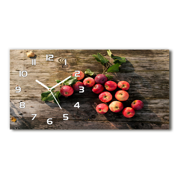 Horizontal rectangular wall clock Apples on the table