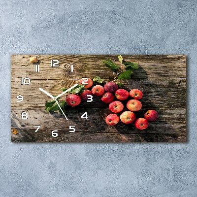 Horizontal rectangular wall clock Apples on the table