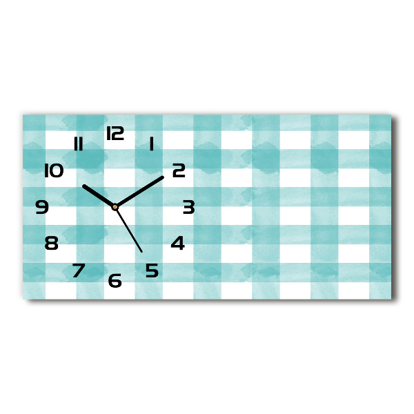 Horizontal wall clock Blue grille