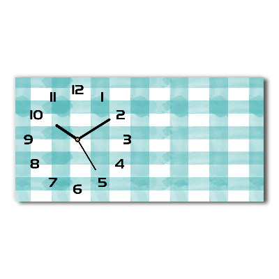 Horizontal wall clock Blue grille