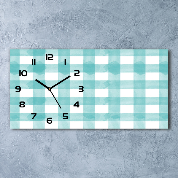 Horizontal wall clock Blue grille