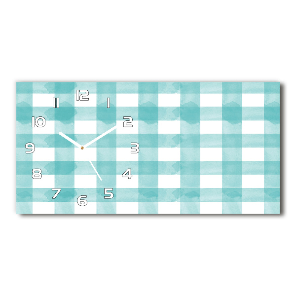 Horizontal wall clock Blue grille