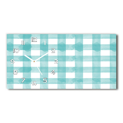 Horizontal wall clock Blue grille