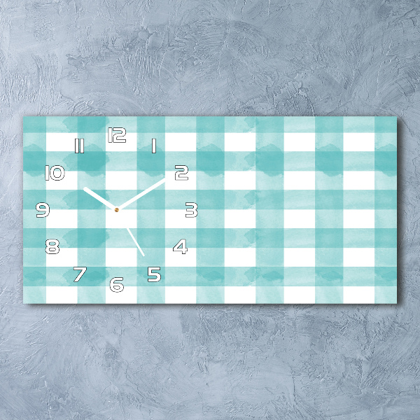 Horizontal wall clock Blue grille