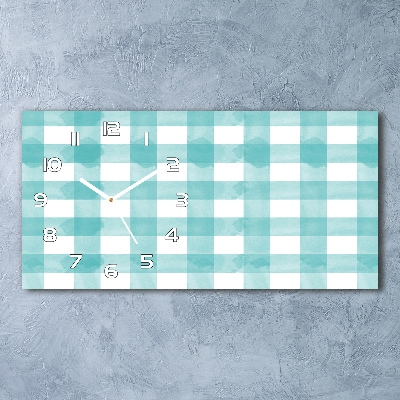 Horizontal wall clock Blue grille