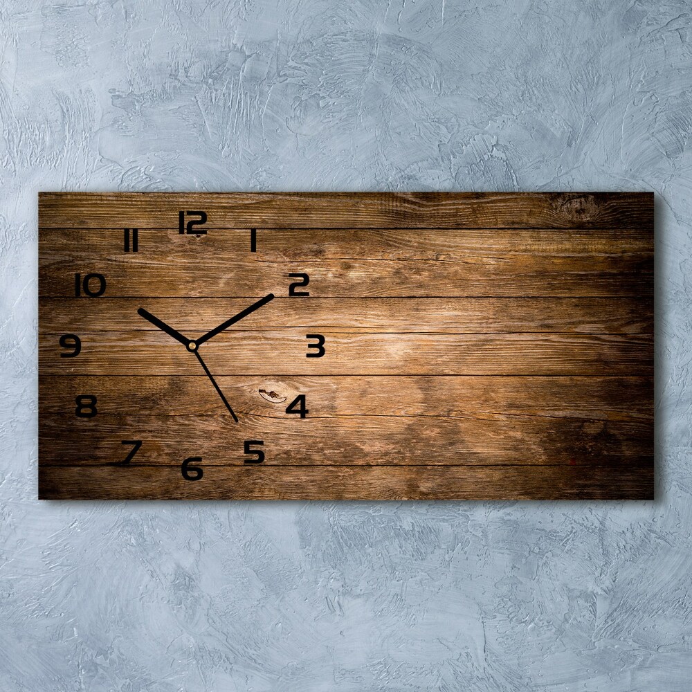 Horizontal wall clock Wooden background