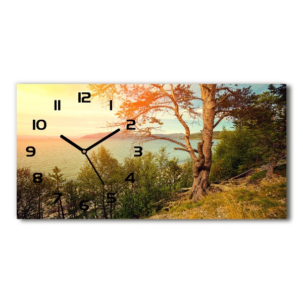 Horizontal rectangular wall clock Scandinavian lake