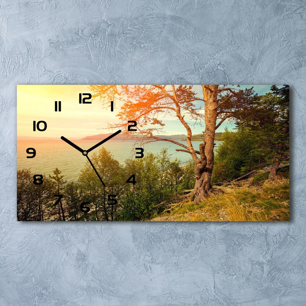 Horizontal rectangular wall clock Scandinavian lake