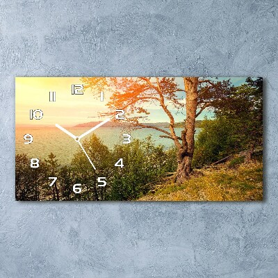 Horizontal rectangular wall clock Scandinavian lake