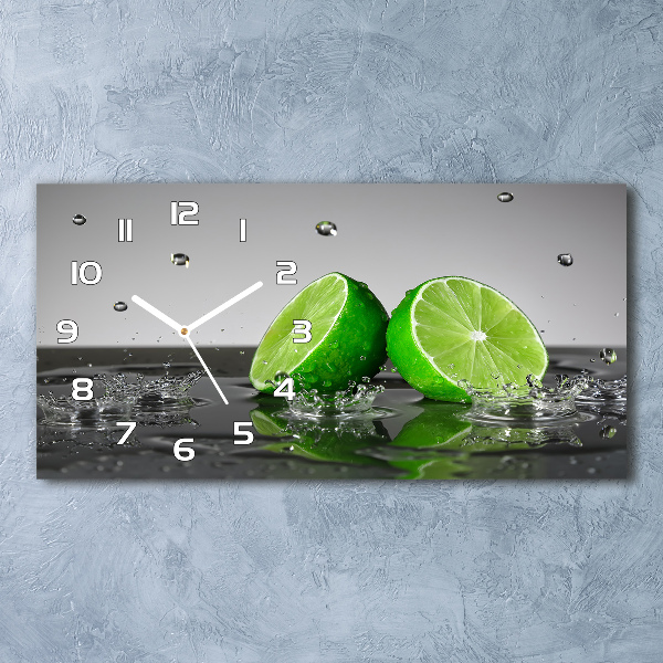 Horizontal rectangular wall clock Lime