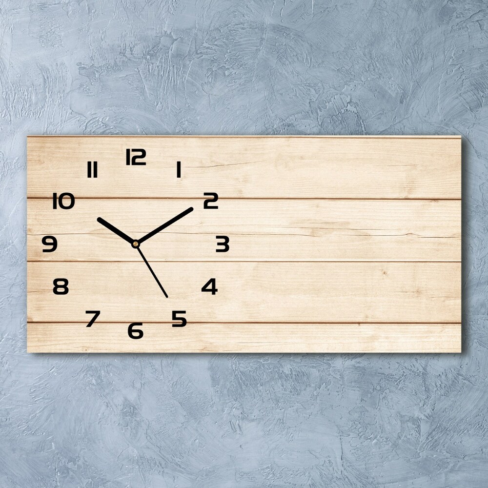 Horizontal wall clock Wooden background