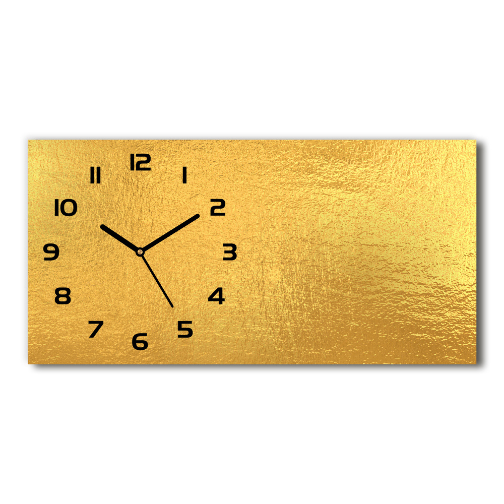 Horizontal wall clock Golden foil background