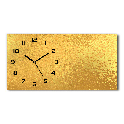 Horizontal wall clock Golden foil background