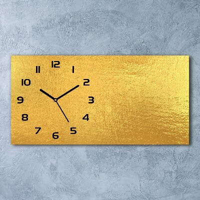 Horizontal wall clock Golden foil background