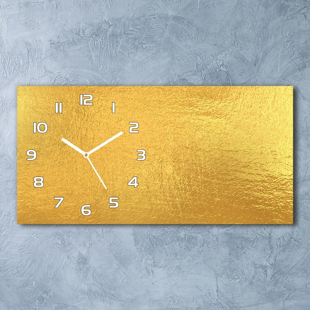 Horizontal wall clock Golden foil background