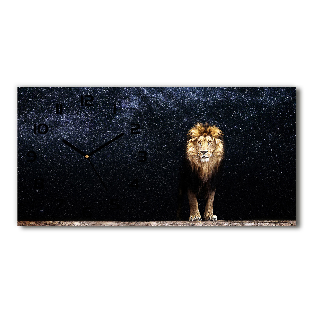 Horizontal rectangular wall clock Lion against the backdrop of the stars