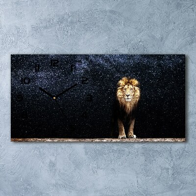 Horizontal rectangular wall clock Lion against the backdrop of the stars