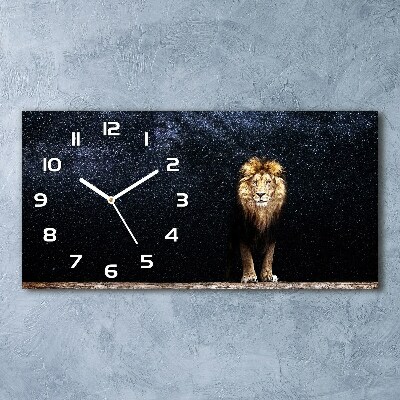 Horizontal rectangular wall clock Lion against the backdrop of the stars