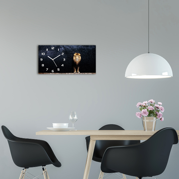 Horizontal rectangular wall clock Lion against the backdrop of the stars