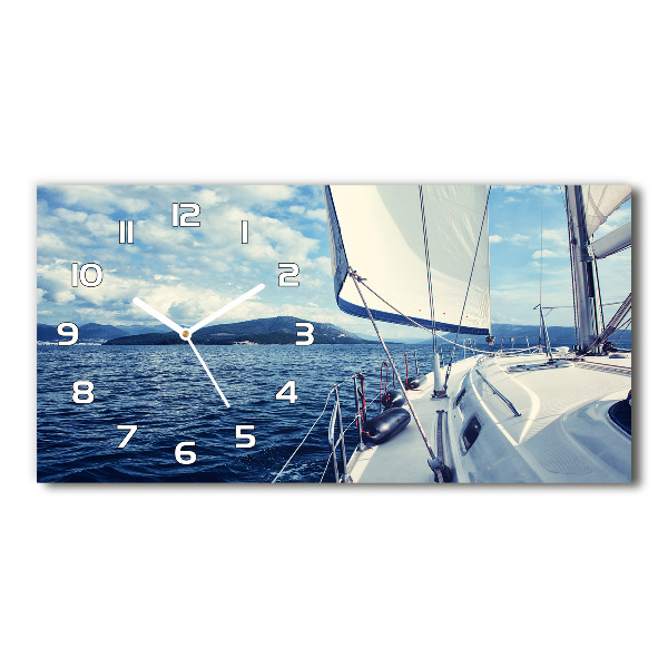 Horizontal rectangular wall clock Yacht against the background of the sea