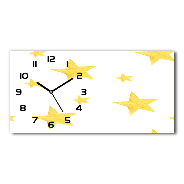 Horizontal rectangular wall clock Yellow stars