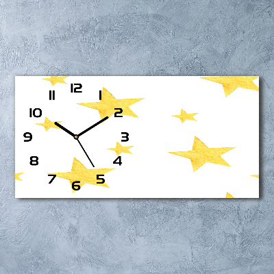 Horizontal rectangular wall clock Yellow stars