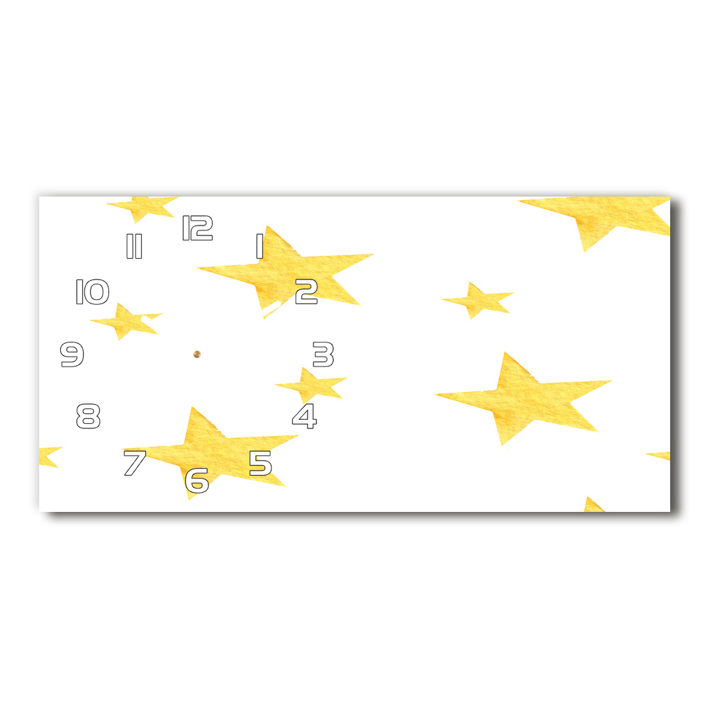 Horizontal rectangular wall clock Yellow stars