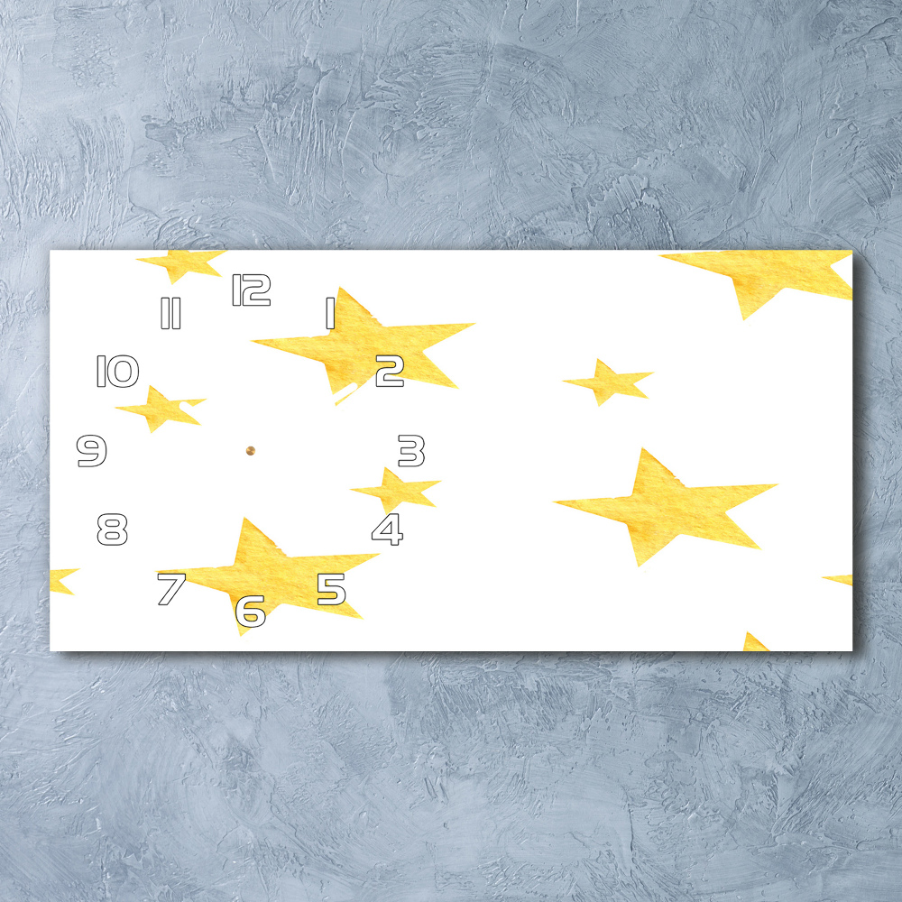 Horizontal rectangular wall clock Yellow stars