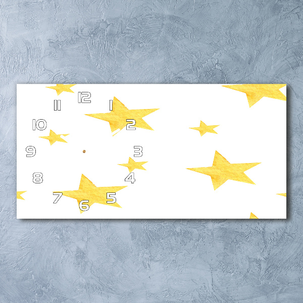 Horizontal rectangular wall clock Yellow stars