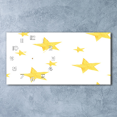 Horizontal rectangular wall clock Yellow stars