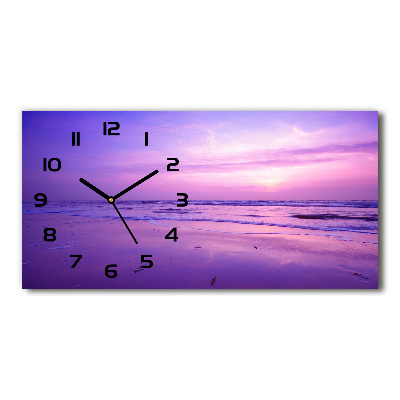 Horizontal rectangular wall clock Sunset sea