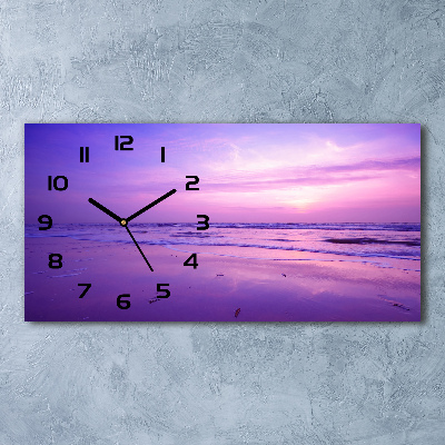 Horizontal rectangular wall clock Sunset sea