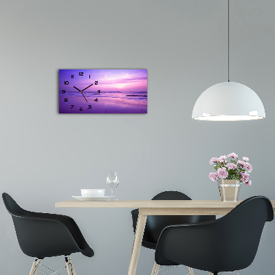 Horizontal rectangular wall clock Sunset sea