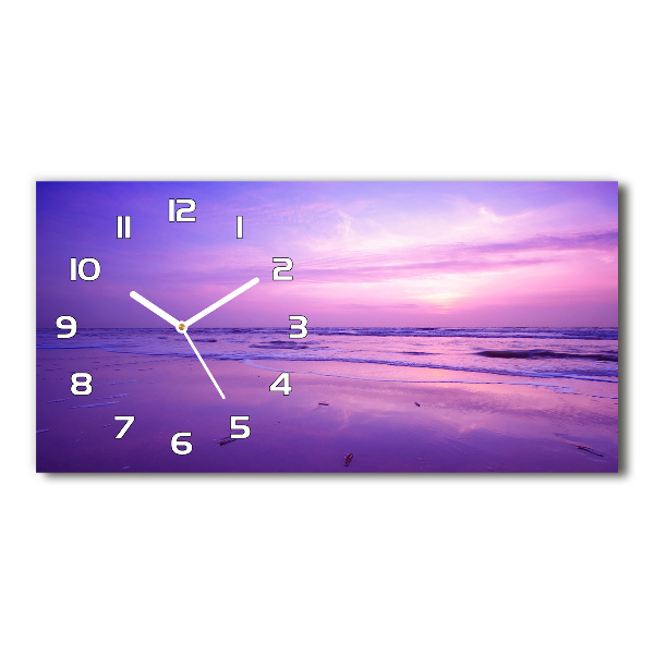 Horizontal rectangular wall clock Sunset sea